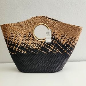 INC - 2 Tone Woven Tote Bag NEVER USED.